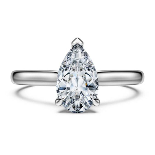 Eternity solitaire ring Lab-grown diamonds 1 ct tw, Pear shape, 14K white gold - Image 3