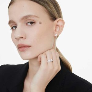 Eternity solitaire ring Lab-grown diamonds 1 ct tw, Round shape, 14K white gold