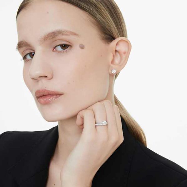 Eternity solitaire ring Lab-grown diamonds 1 ct tw, Round shape, 14K white gold