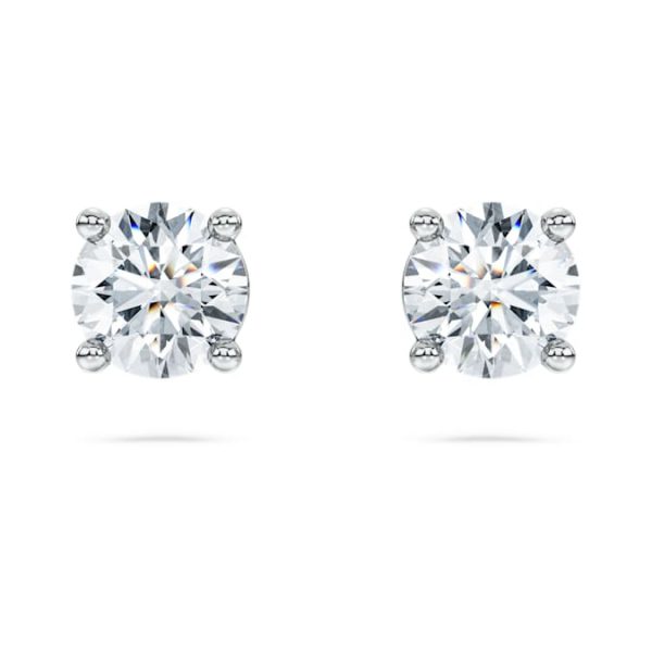 Eternity solitaire stud earrings Lab-grown diamonds 1 ct tw, Round shape, 14K white gold - Image 2