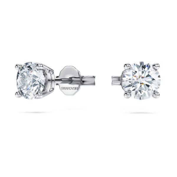 Eternity solitaire stud earrings Lab-grown diamonds 1 ct tw, Round shape, 14K white gold - Image 3