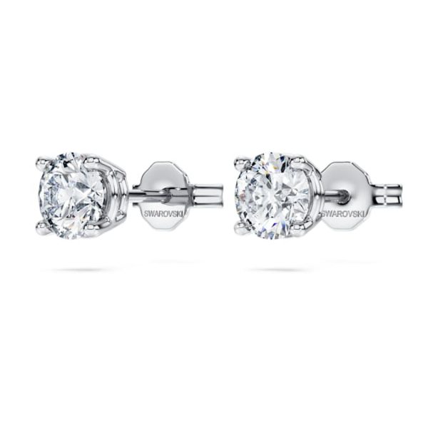 Eternity solitaire stud earrings Lab-grown diamonds 1 ct tw, Round shape, 14K white gold - Image 4