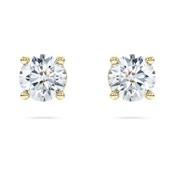 Eternity solitaire stud earrings Lab-grown diamonds 1 ct tw, Round shape, 14K yellow gold - Image 2