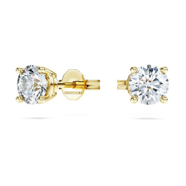 Eternity solitaire stud earrings Lab-grown diamonds 1 ct tw, Round shape, 14K yellow gold - Image 3