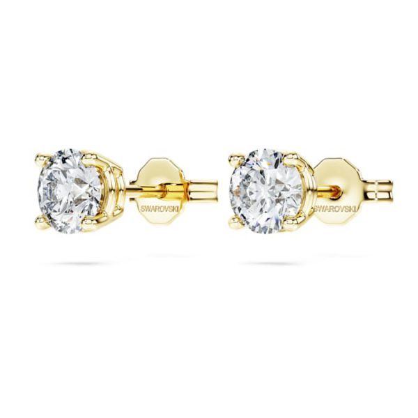 Eternity solitaire stud earrings Lab-grown diamonds 1 ct tw, Round shape, 14K yellow gold - Image 4