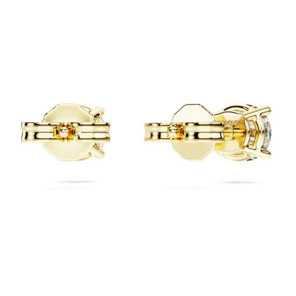 Eternity solitaire stud earrings Lab-grown diamonds 1 ct tw, Round shape, 14K yellow gold - Image 5