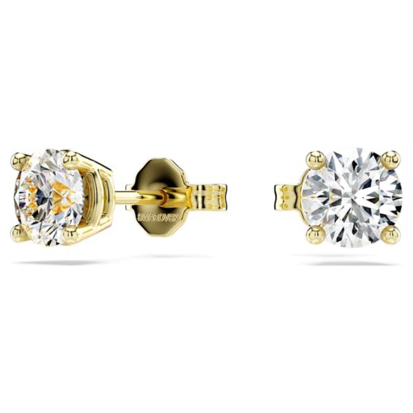 Eternity solitaire stud earrings Lab-grown diamonds 1 ct tw, Round shape, 14K yellow gold - Image 7