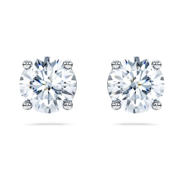 Eternity solitaire stud earrings Lab-grown diamonds 2 ct tw, Round shape, 14K white gold - Image 2