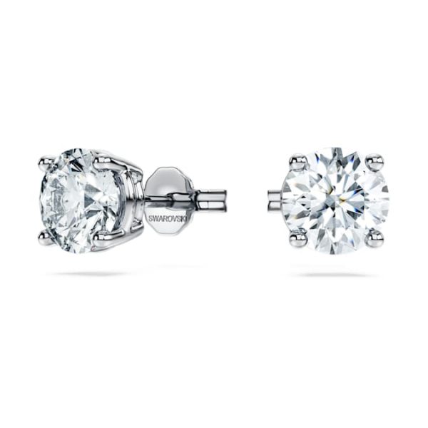 Eternity solitaire stud earrings Lab-grown diamonds 2 ct tw, Round shape, 14K white gold - Image 3