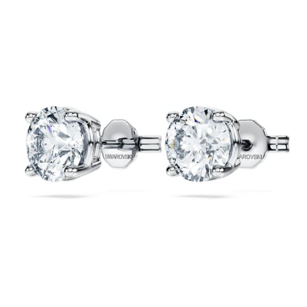 Eternity solitaire stud earrings Lab-grown diamonds 2 ct tw, Round shape, 14K white gold - Image 4