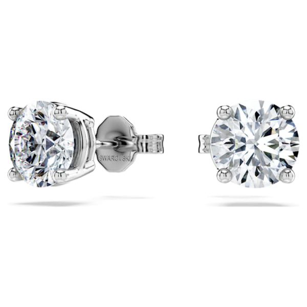Eternity solitaire stud earrings Lab-grown diamonds 2 ct tw, Round shape, 14K white gold - Image 7