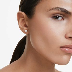 Eternity stud earring Lab-grown diamonds 0.5 ct tw, Single, Round shape, 14K white gold