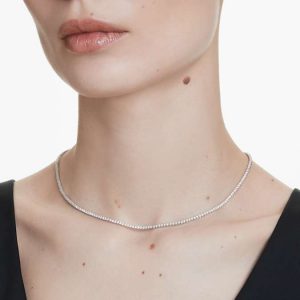 Eternity Tennis necklace Lab-grown diamonds 3 ct tw, Round shape, 14K white gold