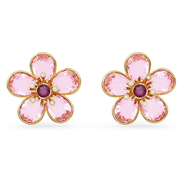 Florere stud earrings Flower, Pink, Gold-tone plated - Image 2