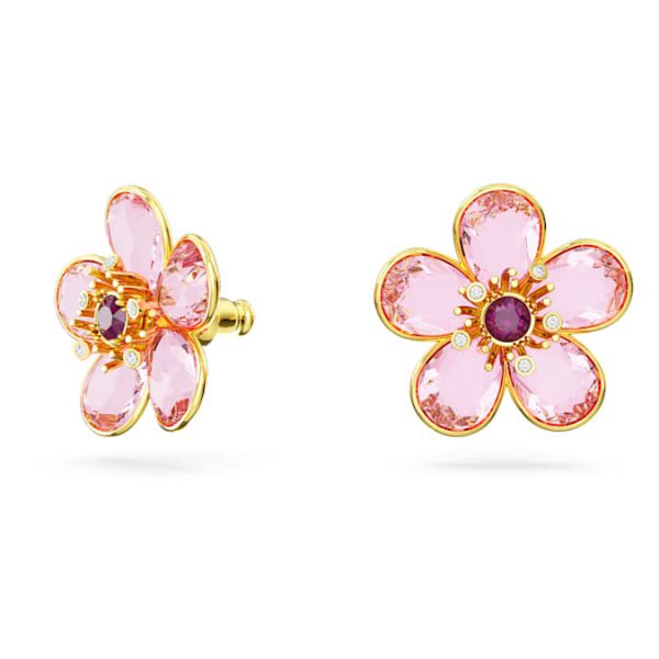 Florere stud earrings Flower, Pink, Gold-tone plated - Image 3