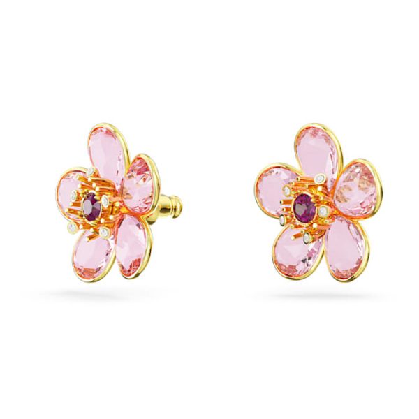 Florere stud earrings Flower, Pink, Gold-tone plated - Image 4
