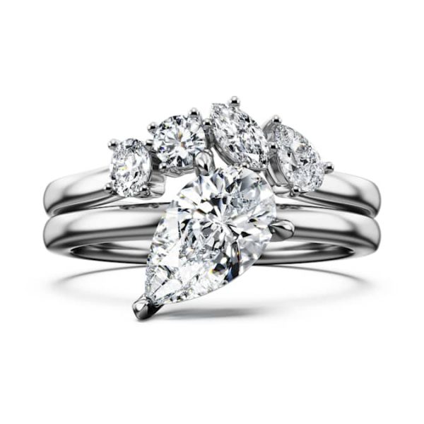 Galaxy ring Set (2), Lab-grown diamonds 1.4 ct tw, Mixed shapes, 14K white gold - Image 3