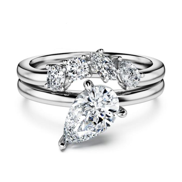 Galaxy ring Set (2), Lab-grown diamonds 1.4 ct tw, Mixed shapes, 14K white gold - Image 2