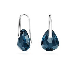 Galet drop earrings Blue, Rhodium plated