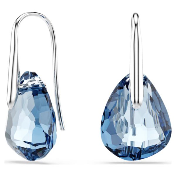Galet drop earrings Blue, Rhodium plated - Image 5