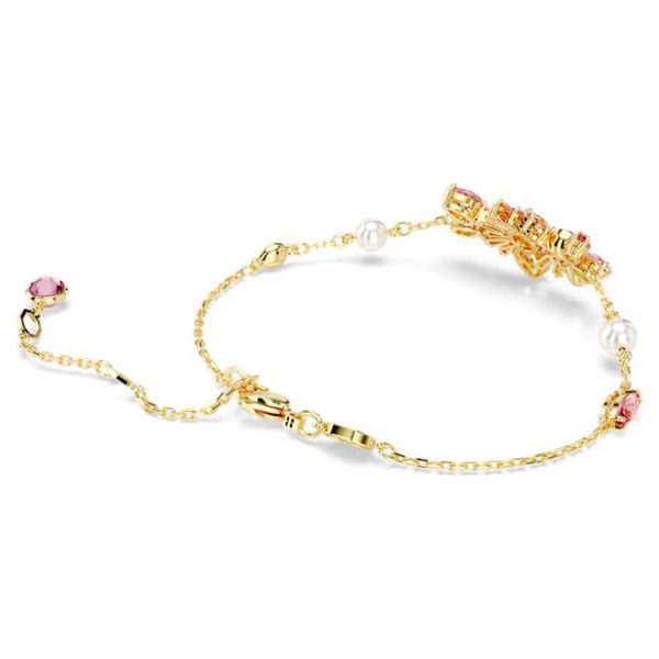 Gema bracelet Crystal pearl, Mixed cuts, Flower, Pink, Gold-tone plated - Image 5