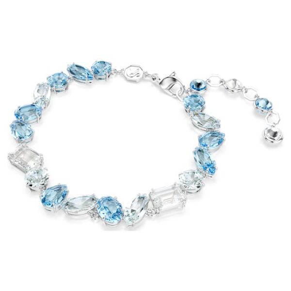 Gema bracelet Mixed cuts, Blue, Rhodium plated - Image 3