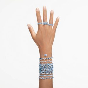 Gema bracelet Mixed cuts, Blue, Rhodium plated