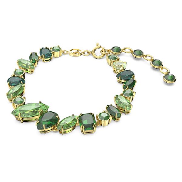 Gema bracelet Mixed cuts, Green, Gold-tone plated - Image 3