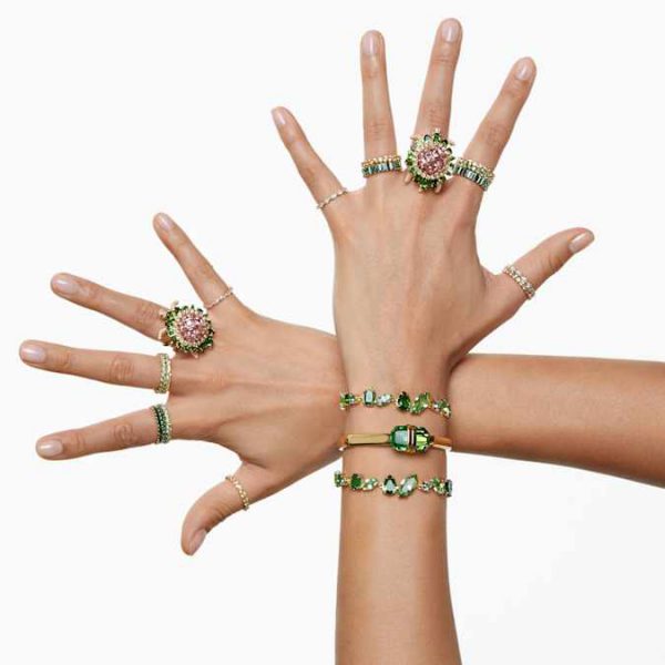 Gema bracelet Mixed cuts, Green, Gold-tone plated - Image 6