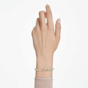 Gema bracelet Mixed cuts, Multicolored, Gold-tone plated