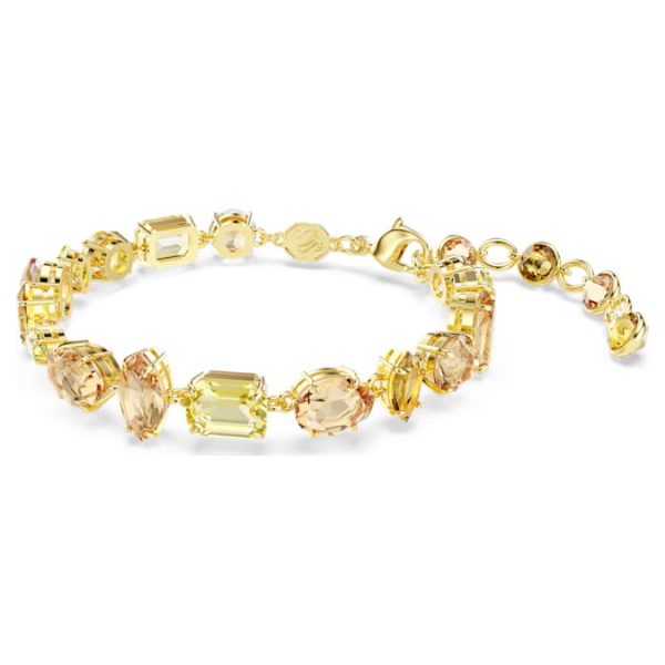 Gema bracelet Mixed cuts, Yellow, Gold-tone plated - Image 3