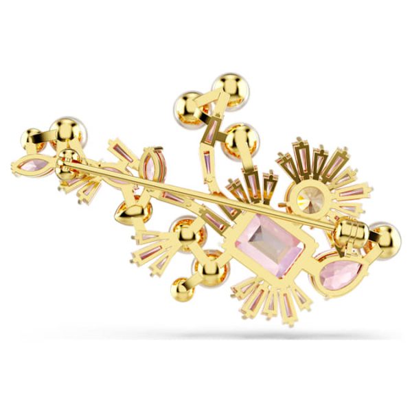 Gema brooch Crystal pearl, Mixed cuts, Flower, Pink, Gold-tone plated - Image 5