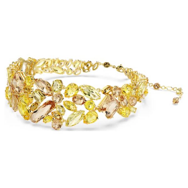Gema choker Mixed cuts, Yellow, Gold-tone plated - Image 3