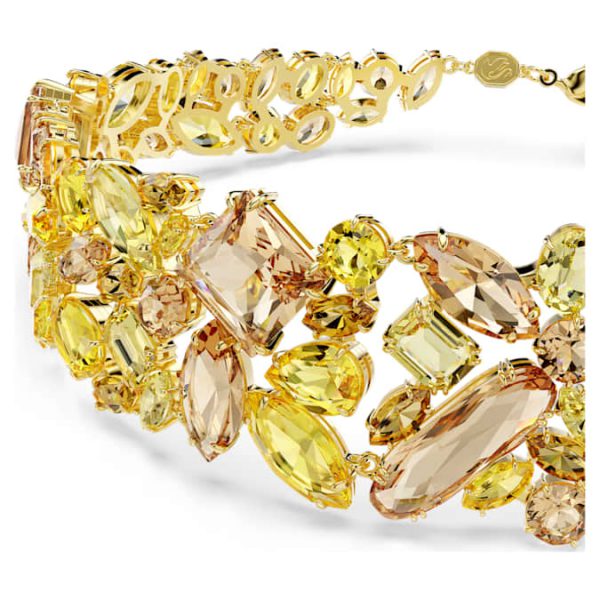 Gema choker Mixed cuts, Yellow, Gold-tone plated - Image 5