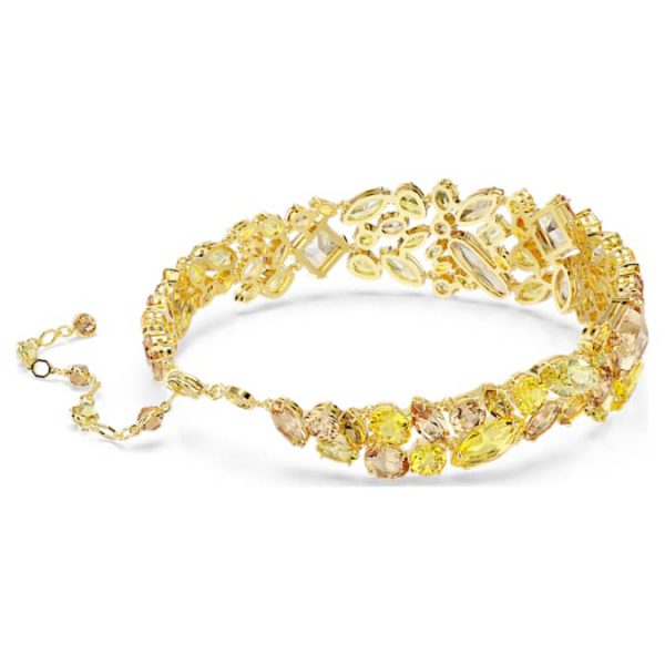 Gema choker Mixed cuts, Yellow, Gold-tone plated - Image 6