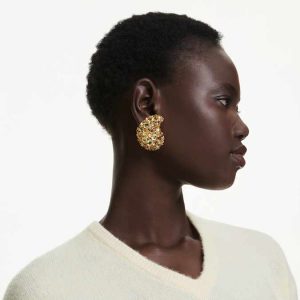 Gema clip earrings Yellow, Gold-tone plated