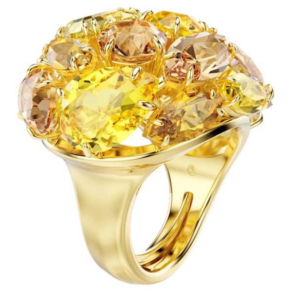 Gema cocktail ring Mixed cuts, Yellow, Gold-tone plated - Image 3