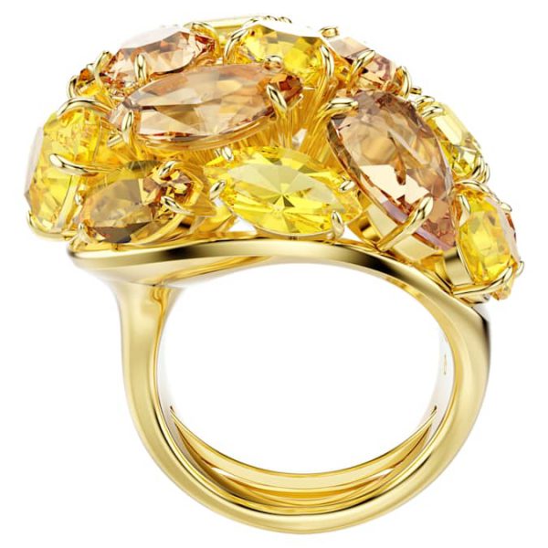 Gema cocktail ring Mixed cuts, Yellow, Gold-tone plated - Image 4