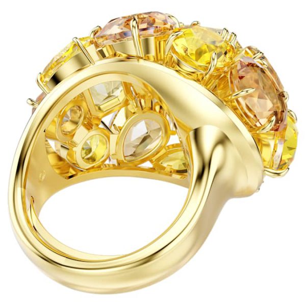 Gema cocktail ring Mixed cuts, Yellow, Gold-tone plated - Image 5