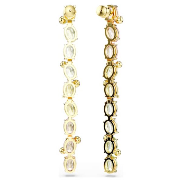 Gema drop earrings Asymmetrical design, Mixed cuts, Long, Multicolored, Gold-tone plated - Image 5