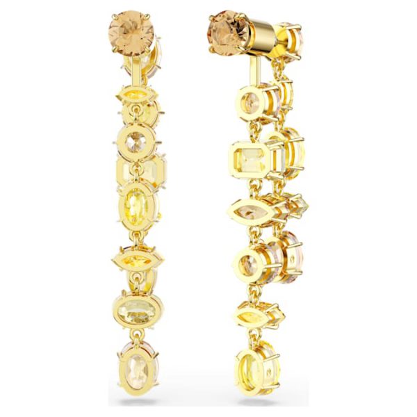 Gema drop earrings Asymmetrical design, Mixed cuts, Long, Yellow, Gold-tone plated - Image 6