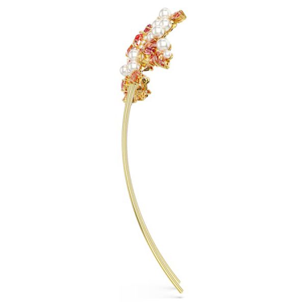 Gema hair clip Crystal pearl, Mixed cuts, Flower, Pink, Gold-tone plated - Image 4