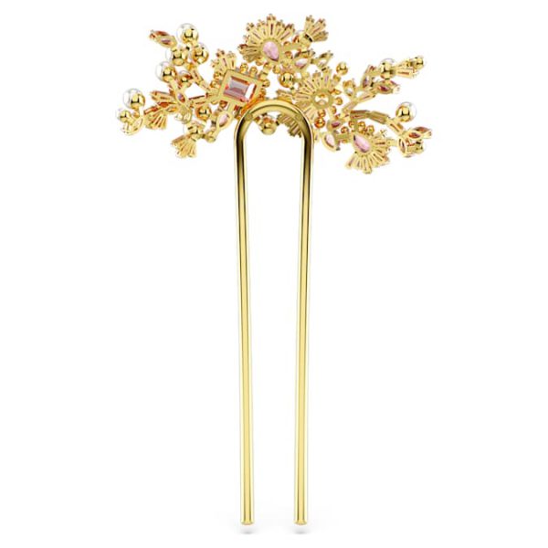 Gema hair clip Crystal pearl, Mixed cuts, Flower, Pink, Gold-tone plated - Image 5