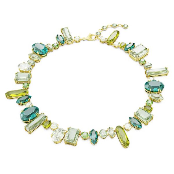 Gema necklace Mixed cuts, Green, Gold-tone plated - Image 2