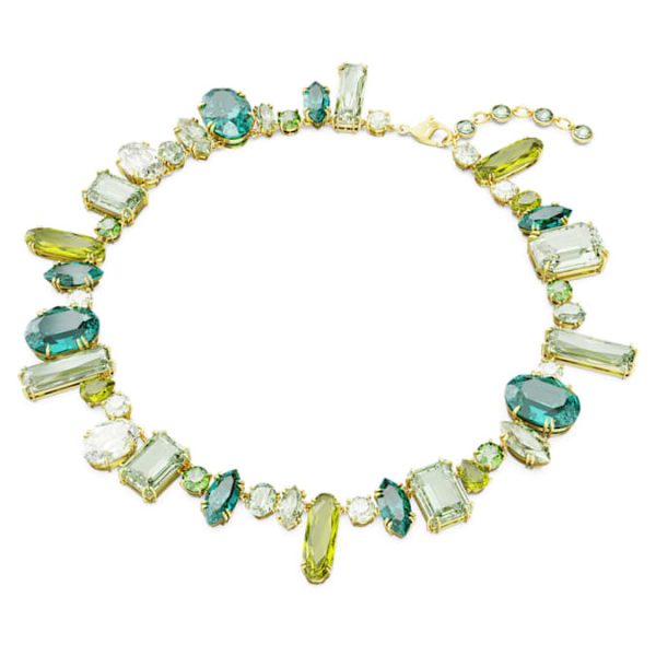 Gema necklace Mixed cuts, Green, Gold-tone plated - Image 3