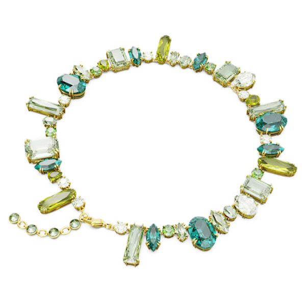 Gema necklace Mixed cuts, Green, Gold-tone plated - Image 5