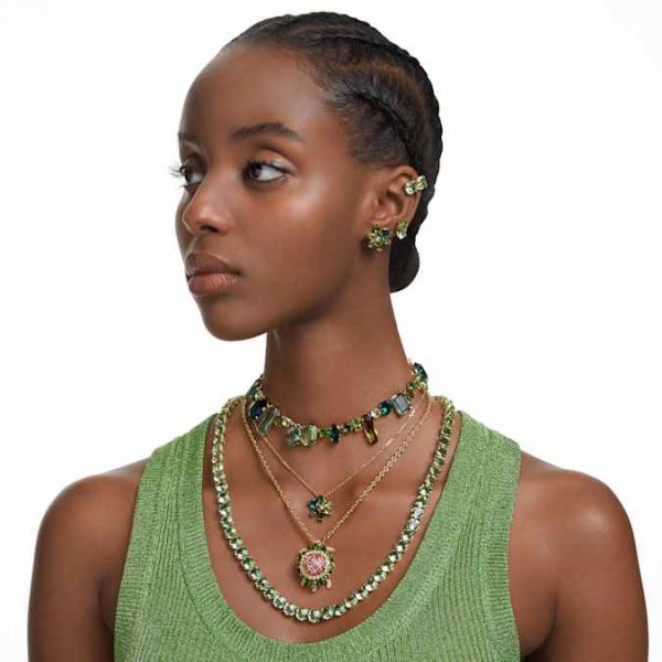 Gema necklace Mixed cuts, Green, Gold-tone plated - Image 7