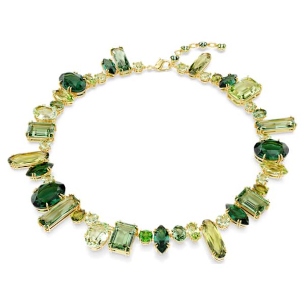 Gema necklace Mixed cuts, Green, Gold-tone plated - Image 8