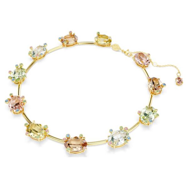 Gema necklace Mixed cuts, Multicolored, Gold-tone plated - Image 3