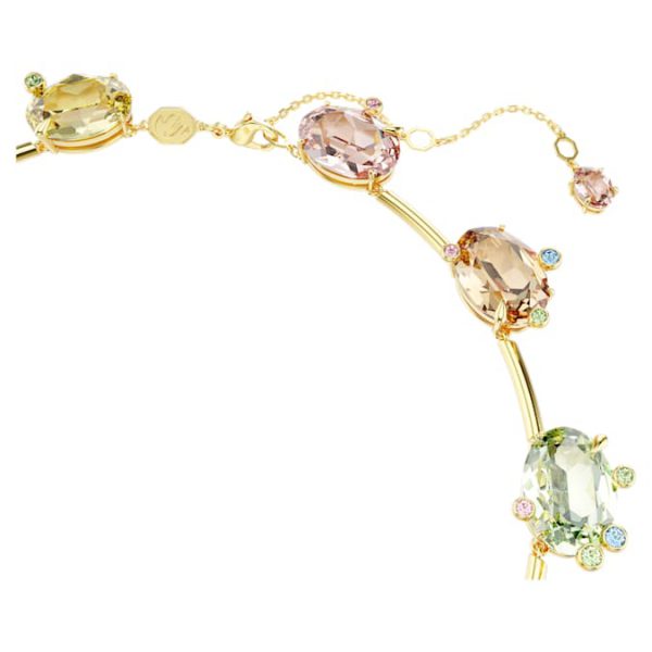 Gema necklace Mixed cuts, Multicolored, Gold-tone plated - Image 4